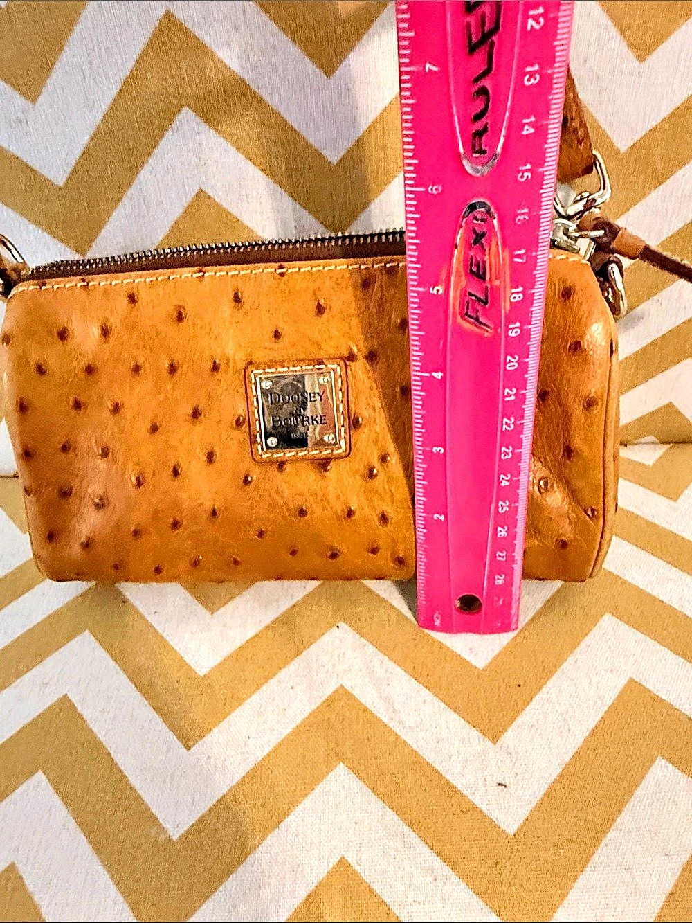 Dooney & Bourke Brown Ostrich-Embossed Crossbody Bag - Picture 8 of 8